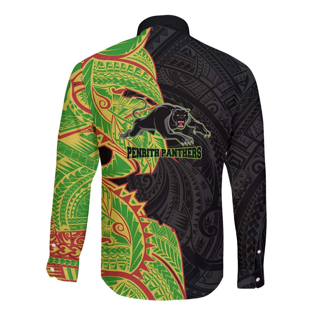 Penrith Panthers Long Sleeve Button Shirt Polynesian Tribal Tattoo Pacific Sport Art