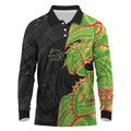 Penrith Panthers Long Sleeve Polo Shirt Polynesian Tribal Tattoo Pacific Sport Art