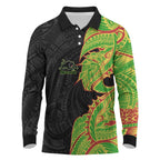 Penrith Panthers Long Sleeve Polo Shirt Polynesian Tribal Tattoo Pacific Sport Art