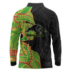 Penrith Panthers Long Sleeve Polo Shirt Polynesian Tribal Tattoo Pacific Sport Art