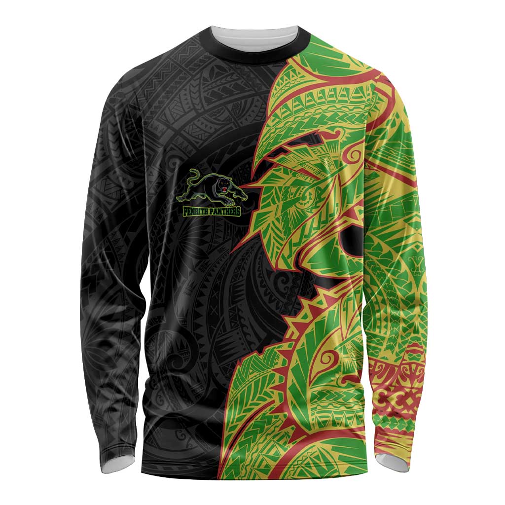 Penrith Panthers Long Sleeve Shirt Polynesian Tribal Tattoo Pacific Sport Art