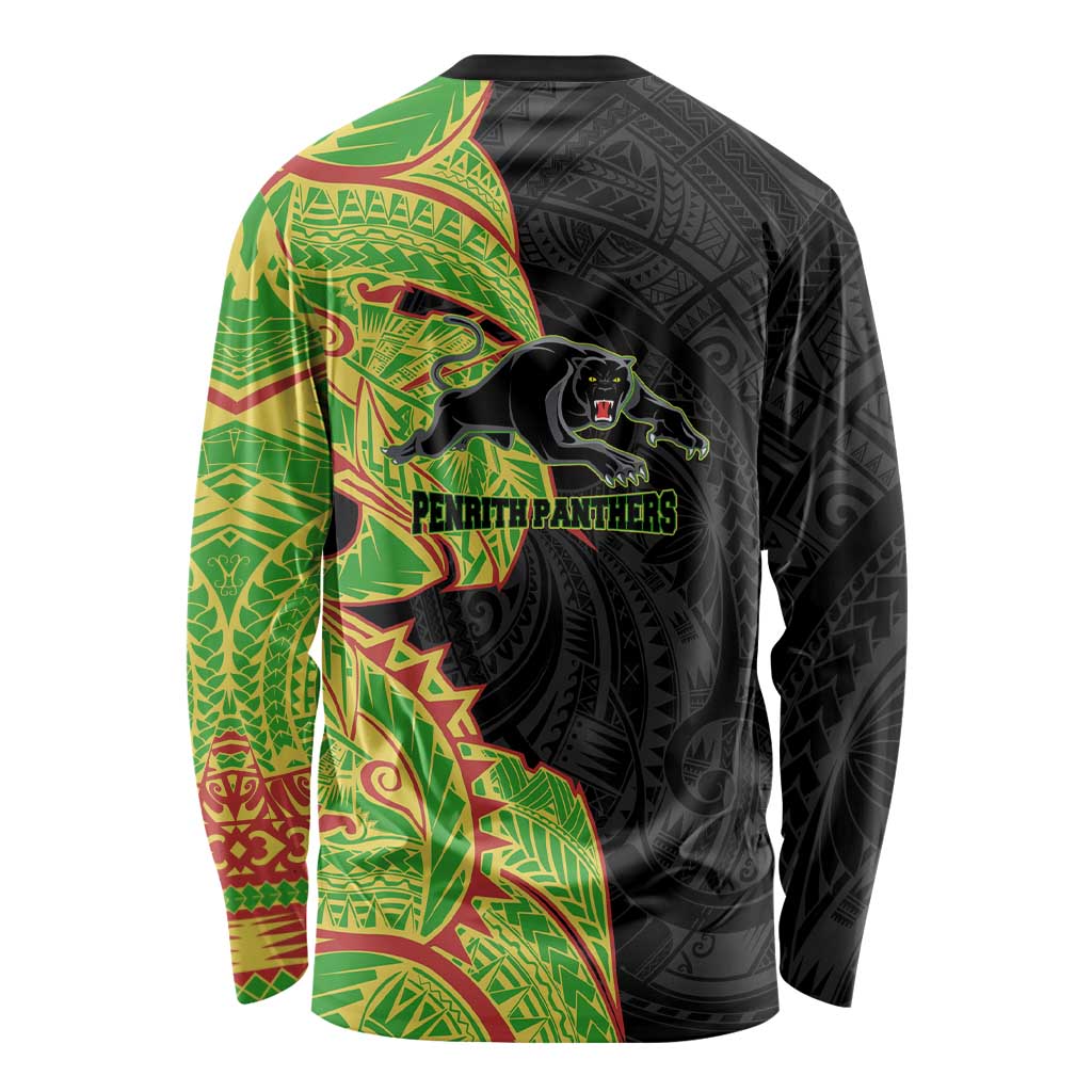 Penrith Panthers Long Sleeve Shirt Polynesian Tribal Tattoo Pacific Sport Art