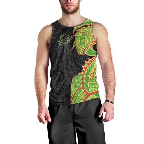 Penrith Panthers Men Tank Top Polynesian Tribal Tattoo Pacific Sport Art