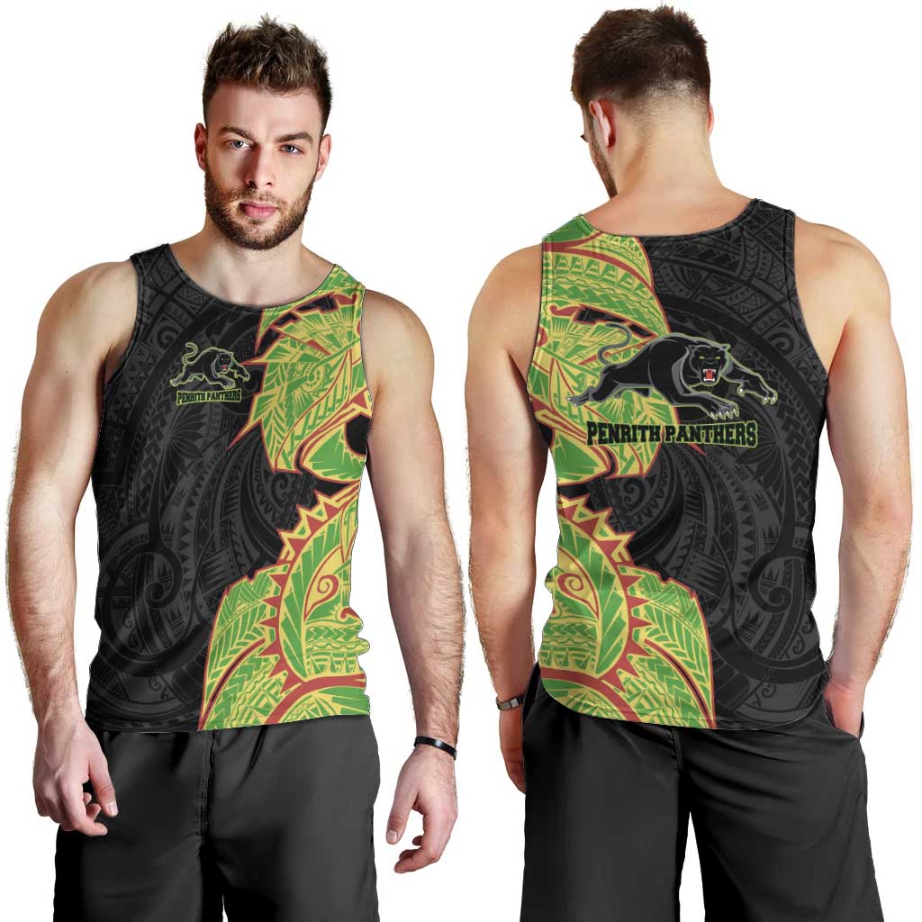 Penrith Panthers Men Tank Top Polynesian Tribal Tattoo Pacific Sport Art