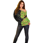 Penrith Panthers Off Shoulder Sweater Polynesian Tribal Tattoo Pacific Sport Art