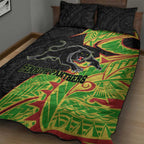 Penrith Panthers Quilt Bed Set Polynesian Tribal Tattoo Pacific Sport Art