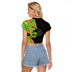 Penrith Panthers Raglan Cropped T Shirt Polynesian Tribal Tattoo Pacific Sport Art