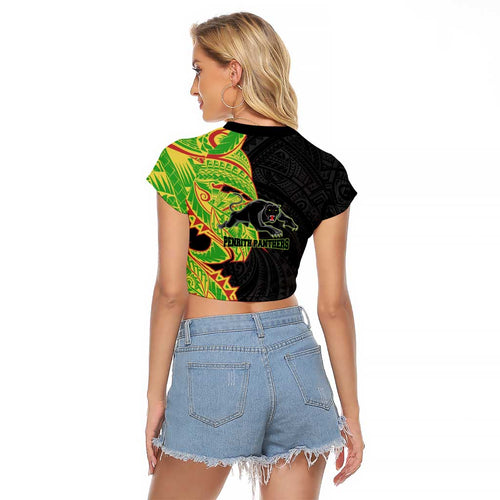 Penrith Panthers Raglan Cropped T Shirt Polynesian Tribal Tattoo Pacific Sport Art