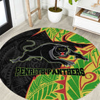 Penrith Panthers Round Carpet Polynesian Tribal Tattoo Pacific Sport Art