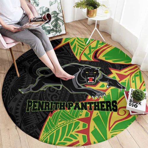 Penrith Panthers Round Carpet Polynesian Tribal Tattoo Pacific Sport Art