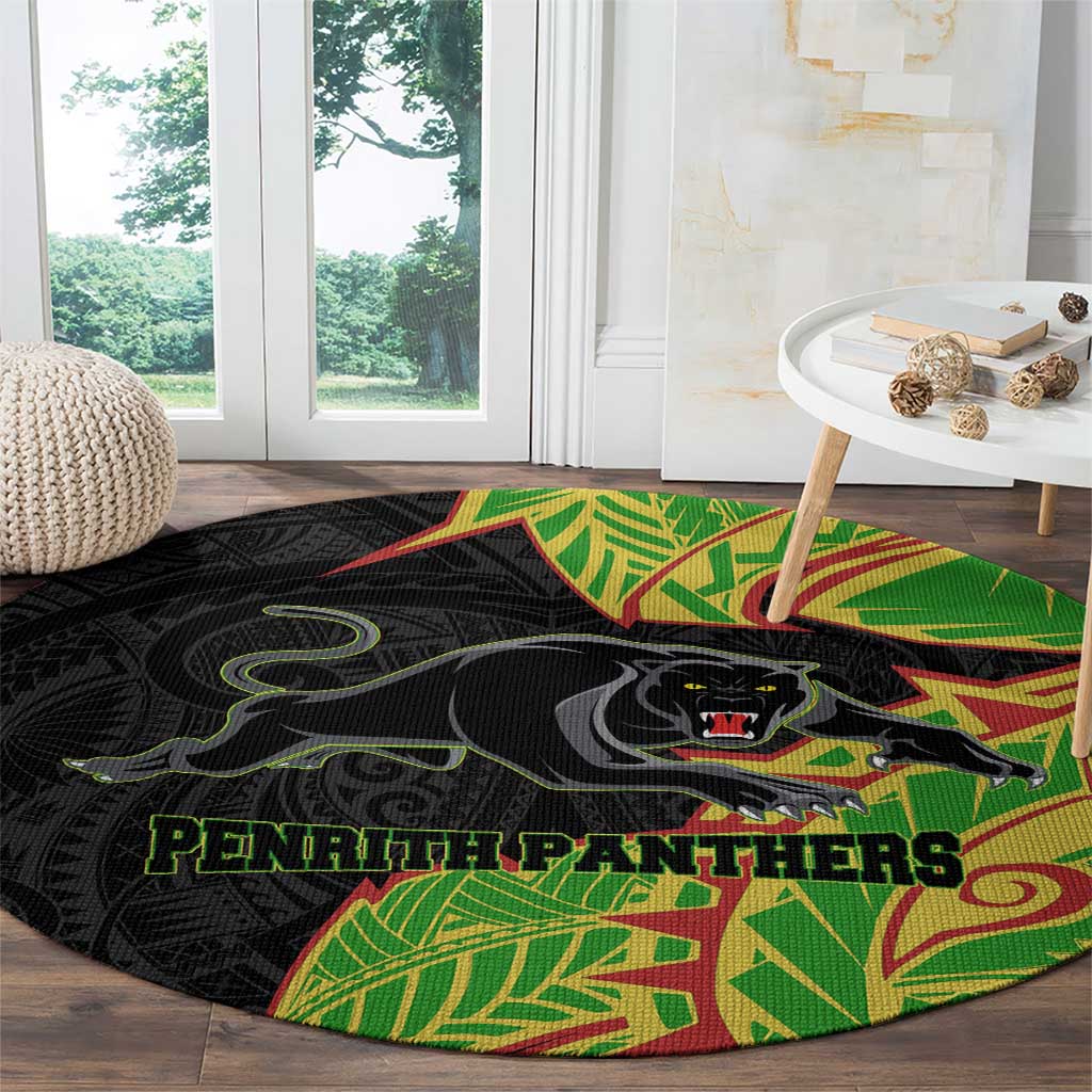 Penrith Panthers Round Carpet Polynesian Tribal Tattoo Pacific Sport Art