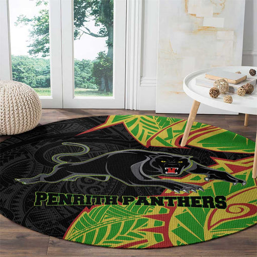 Penrith Panthers Round Carpet Polynesian Tribal Tattoo Pacific Sport Art