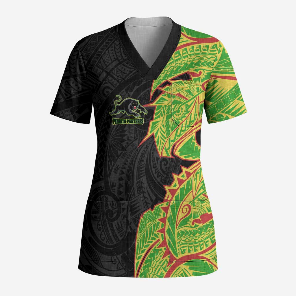 Penrith Panthers Scrub Top Polynesian Tribal Tattoo Pacific Sport Art