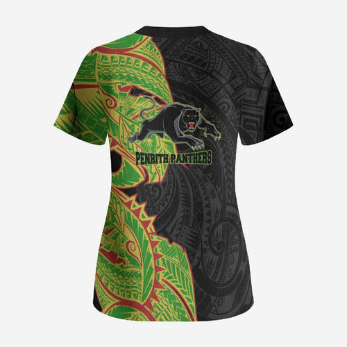 Penrith Panthers Scrub Top Polynesian Tribal Tattoo Pacific Sport Art
