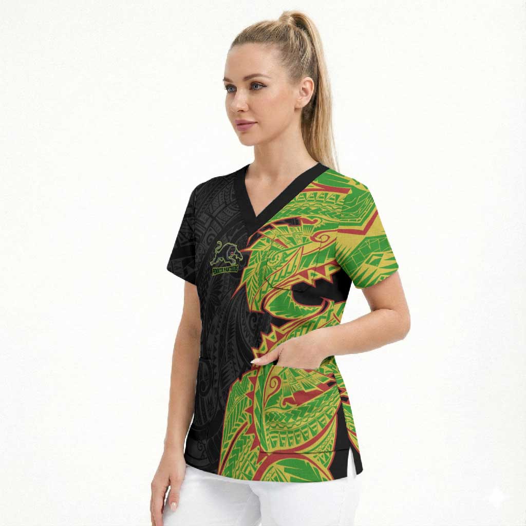 Penrith Panthers Scrub Top Polynesian Tribal Tattoo Pacific Sport Art