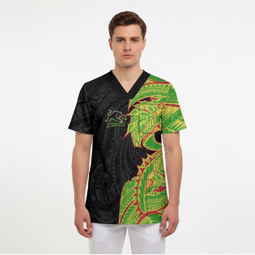 Penrith Panthers Scrub Top Polynesian Tribal Tattoo Pacific Sport Art