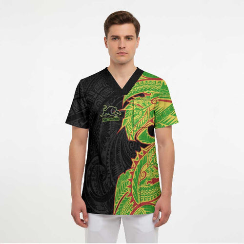 Penrith Panthers Scrub Top Polynesian Tribal Tattoo Pacific Sport Art