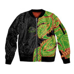 Penrith Panthers Sleeve Zip Bomber Jacket Polynesian Tribal Tattoo Pacific Sport Art