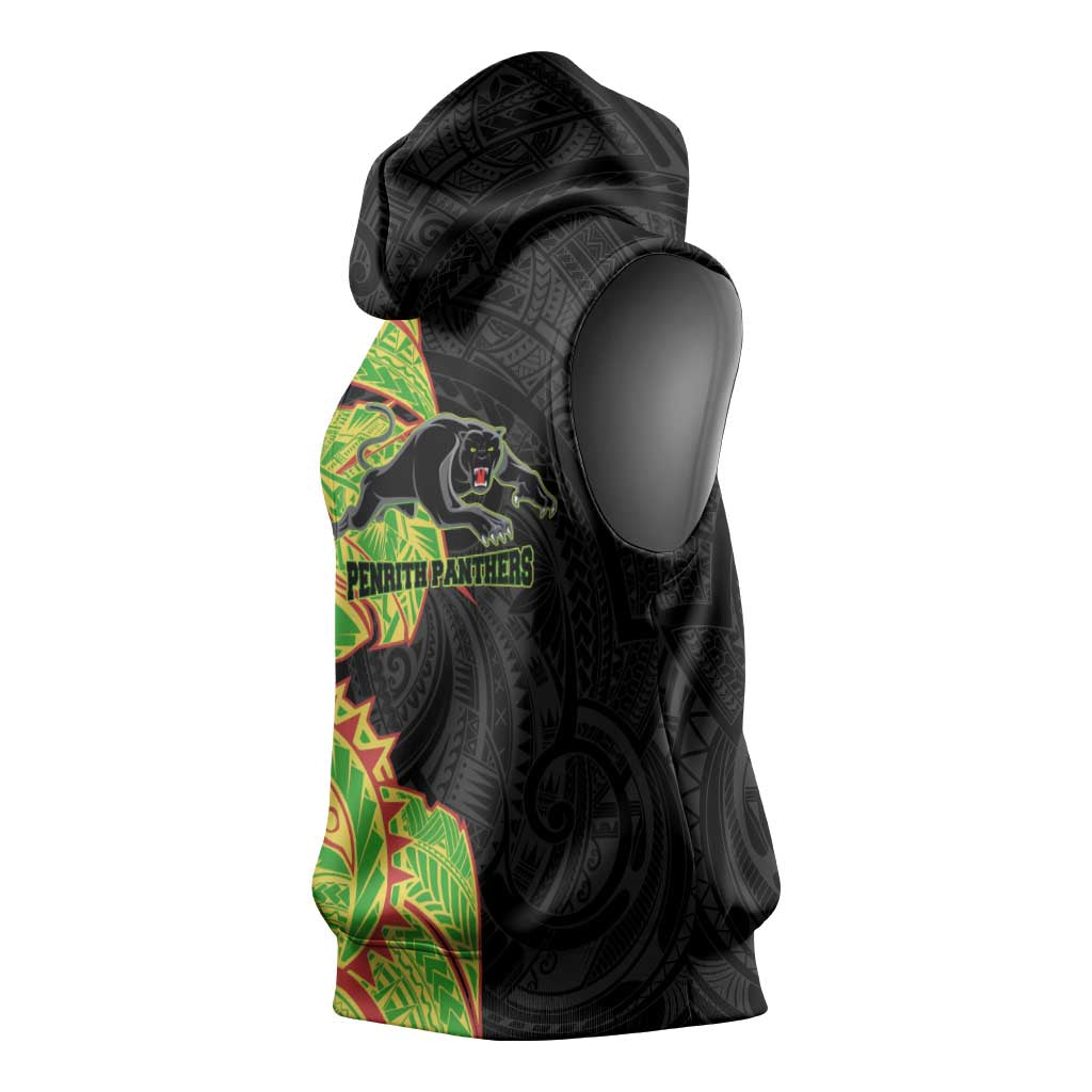 Penrith Panthers Sleeveless Hoodie Polynesian Tribal Tattoo Pacific Sport Art