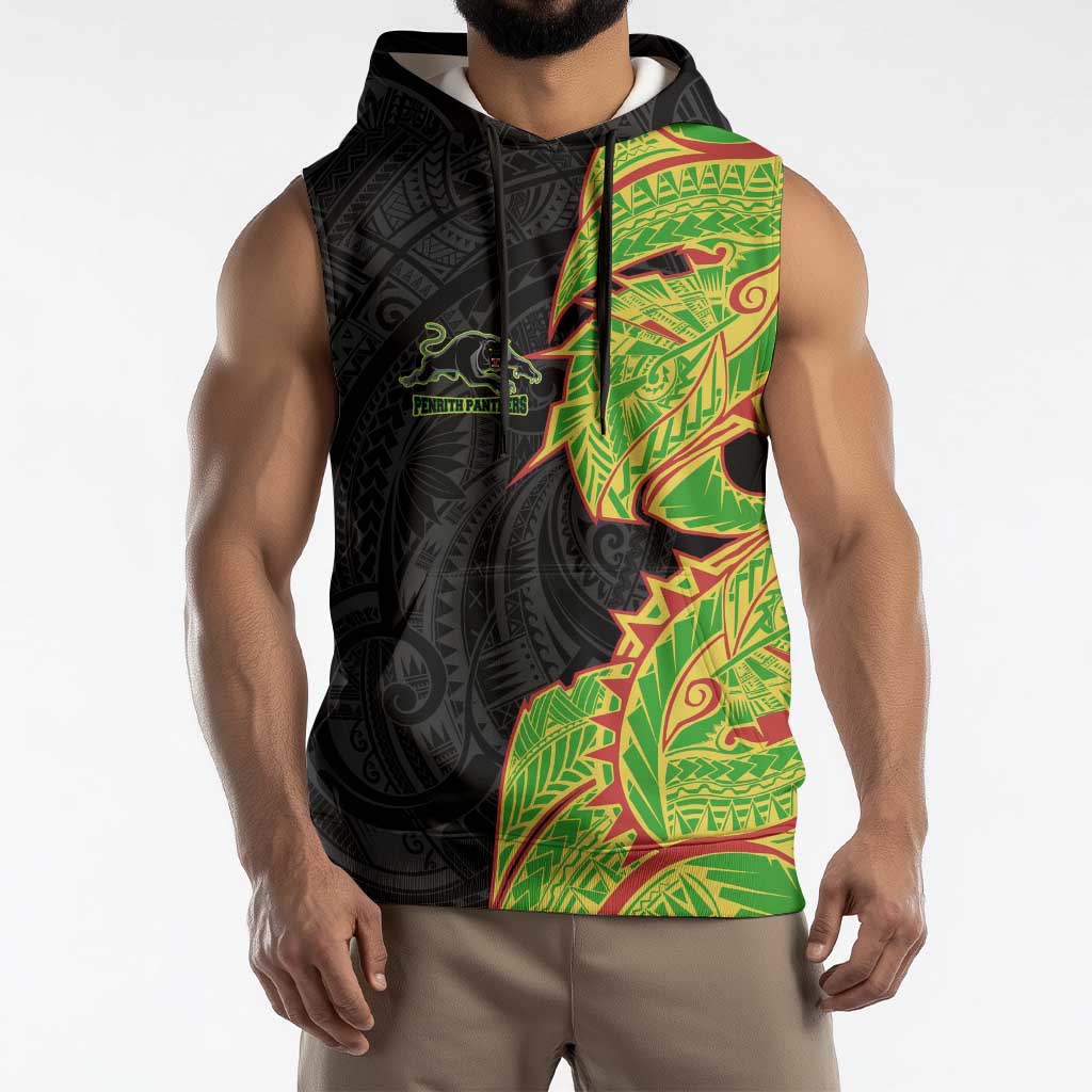 Penrith Panthers Sleeveless Hoodie Polynesian Tribal Tattoo Pacific Sport Art