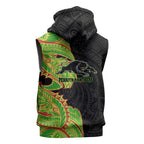 Penrith Panthers Sleeveless Zip Hoodie Polynesian Tribal Tattoo Pacific Sport Art