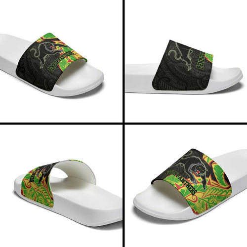 Penrith Panthers Slide Sandals Polynesian Tribal Tattoo Pacific Sport Art