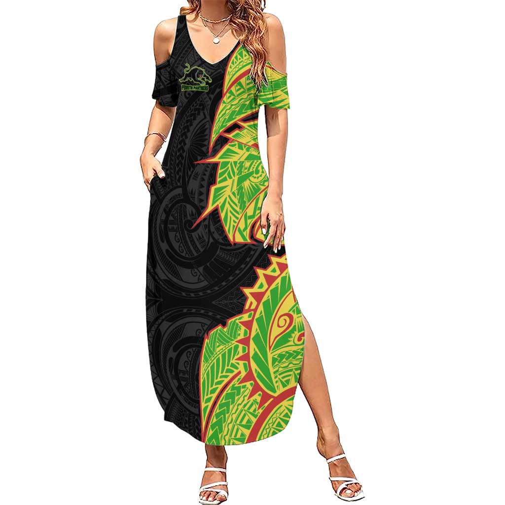 Penrith Panthers Summer Maxi Dress Polynesian Tribal Tattoo Pacific Sport Art