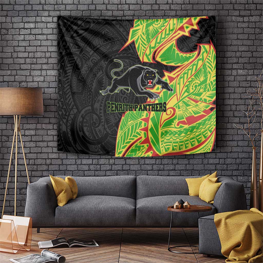 Penrith Panthers Tapestry Polynesian Tribal Tattoo Pacific Sport Art