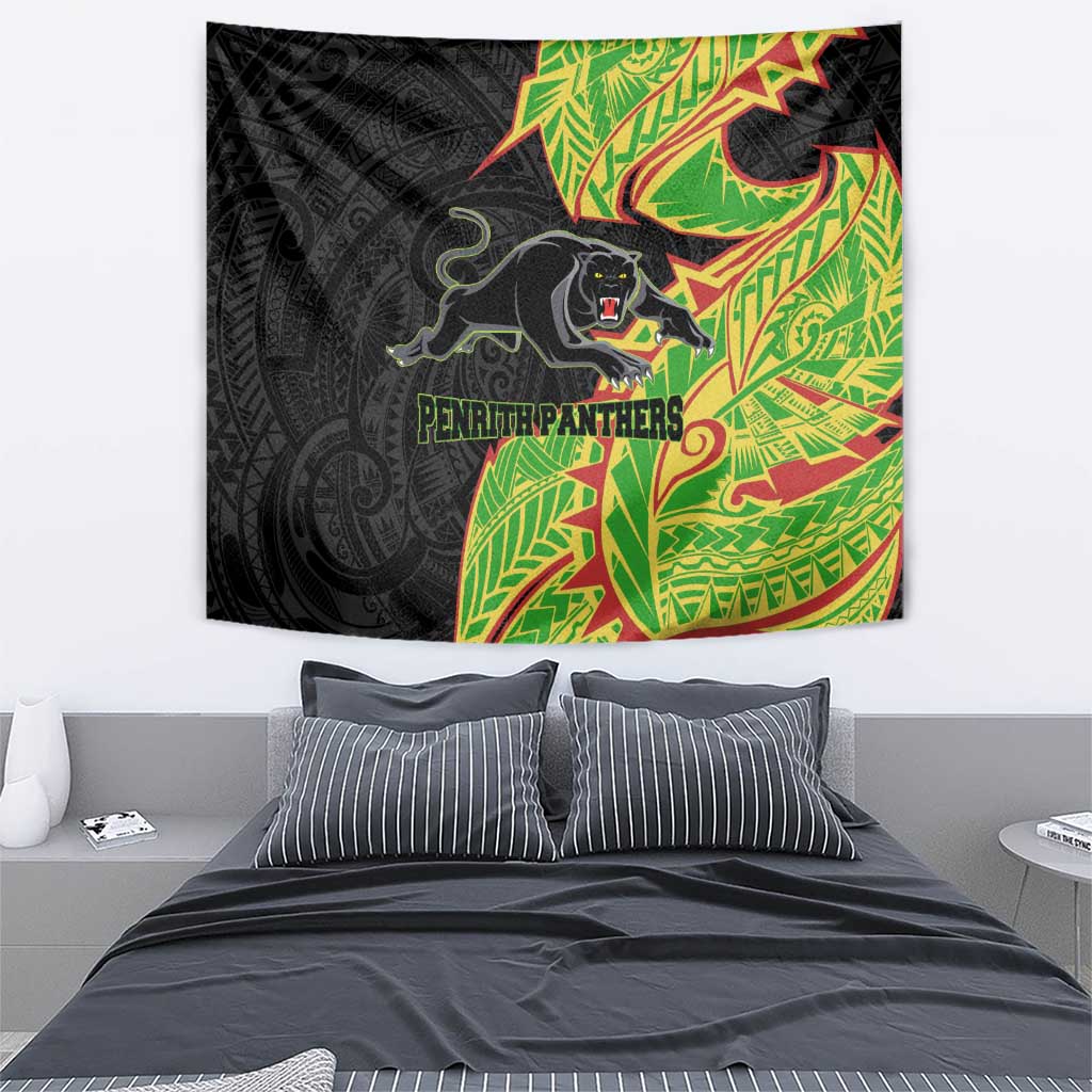 Penrith Panthers Tapestry Polynesian Tribal Tattoo Pacific Sport Art
