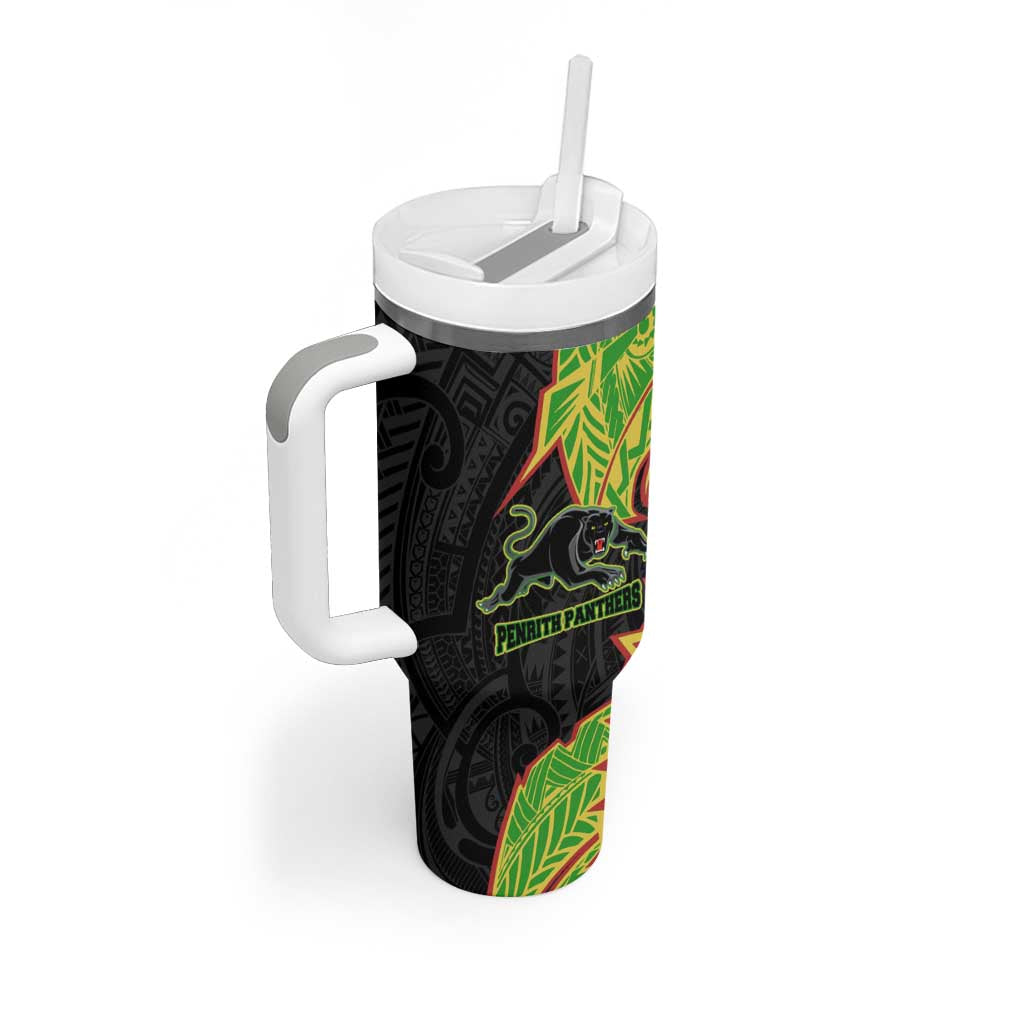 Penrith Panthers Tumbler With Handle Polynesian Tribal Tattoo Pacific Sport Art