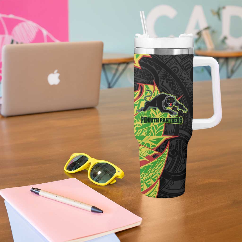 Penrith Panthers Tumbler With Handle Polynesian Tribal Tattoo Pacific Sport Art