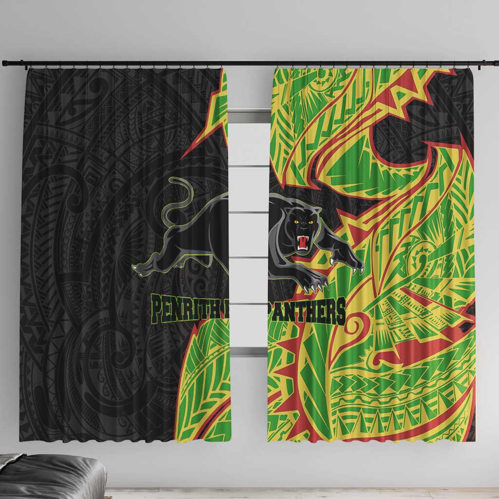 Penrith Panthers Window Curtain Polynesian Tribal Tattoo Pacific Sport Art