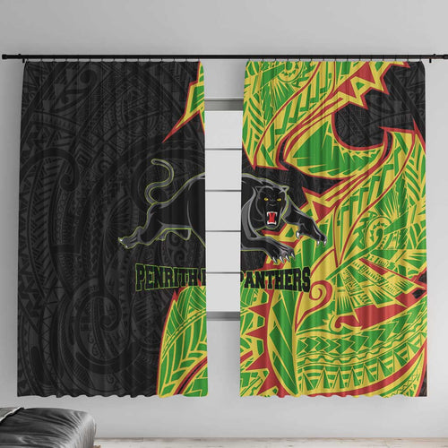 Penrith Panthers Window Curtain Polynesian Tribal Tattoo Pacific Sport Art