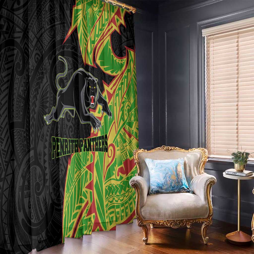 Penrith Panthers Window Curtain Polynesian Tribal Tattoo Pacific Sport Art