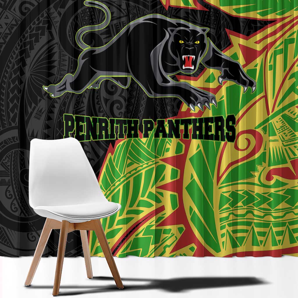 Penrith Panthers Window Curtain Polynesian Tribal Tattoo Pacific Sport Art