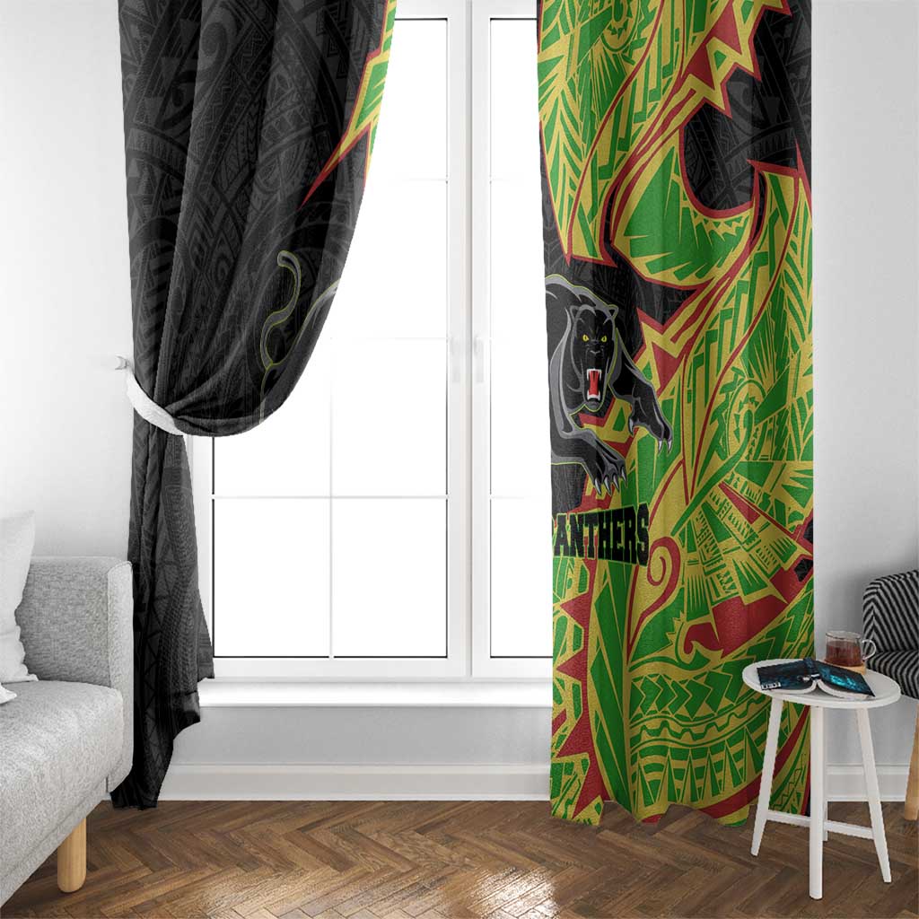Penrith Panthers Window Curtain Polynesian Tribal Tattoo Pacific Sport Art