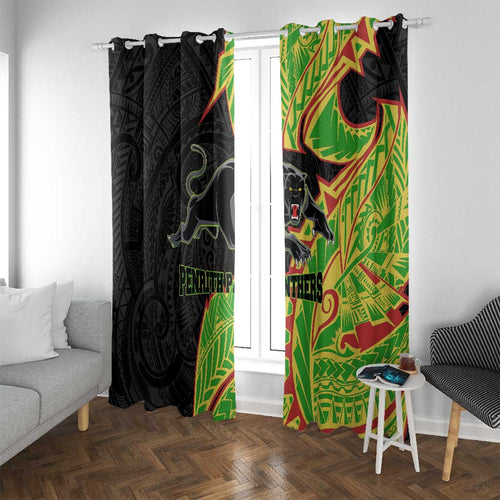 Penrith Panthers Window Curtain Polynesian Tribal Tattoo Pacific Sport Art