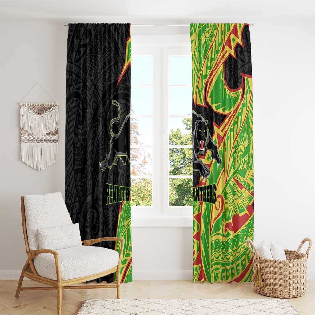 Penrith Panthers Window Curtain Polynesian Tribal Tattoo Pacific Sport Art