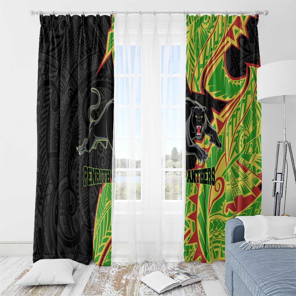 Penrith Panthers Window Curtain Polynesian Tribal Tattoo Pacific Sport Art