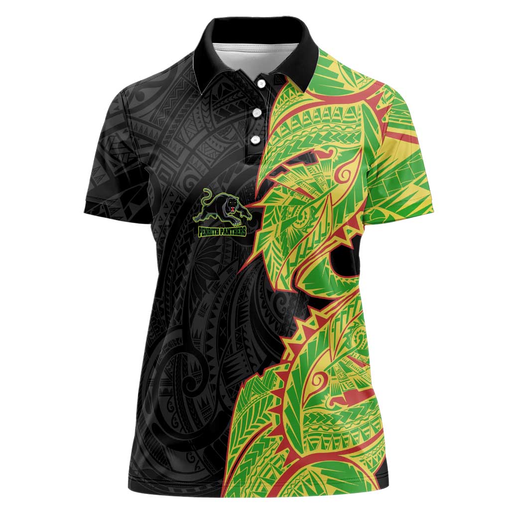 Penrith Panthers Women Polo Shirt Polynesian Tribal Tattoo Pacific Sport Art