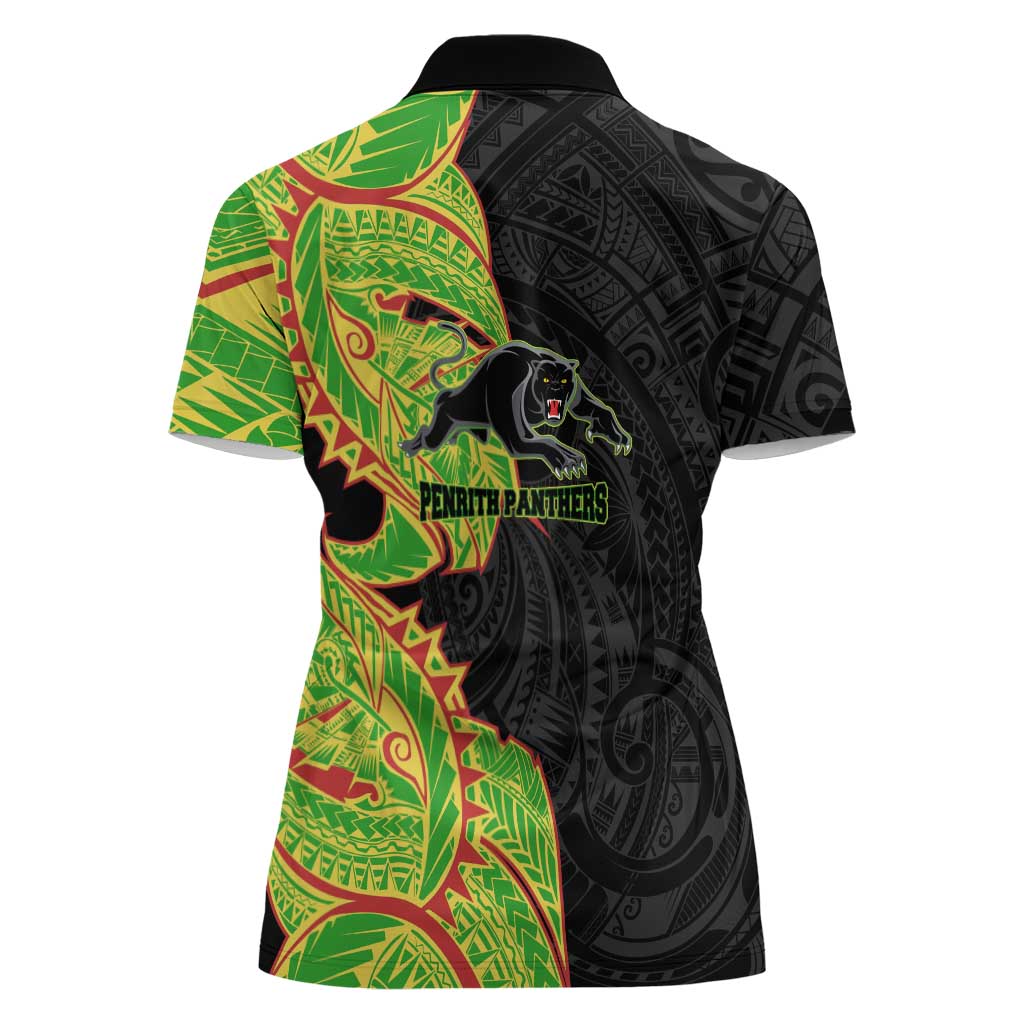 Penrith Panthers Women Polo Shirt Polynesian Tribal Tattoo Pacific Sport Art