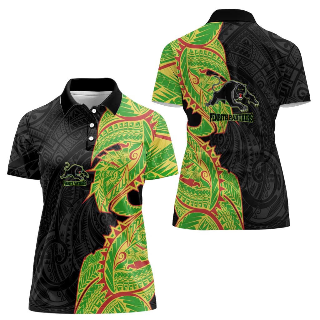 Penrith Panthers Women Polo Shirt Polynesian Tribal Tattoo Pacific Sport Art
