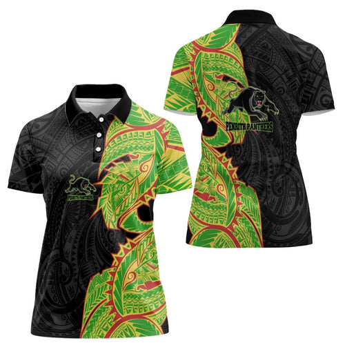 Penrith Panthers Women Polo Shirt Polynesian Tribal Tattoo Pacific Sport Art