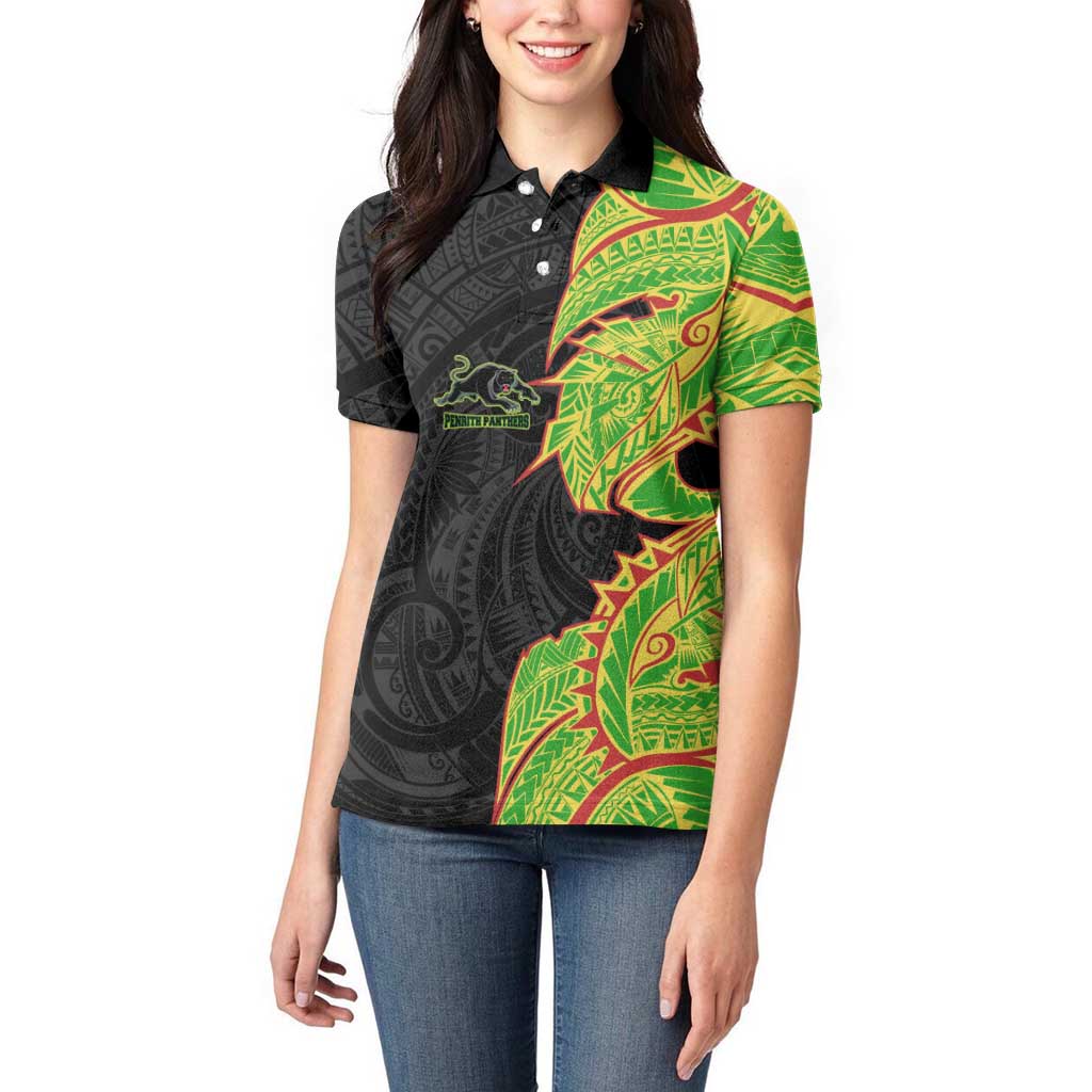 Penrith Panthers Women Polo Shirt Polynesian Tribal Tattoo Pacific Sport Art