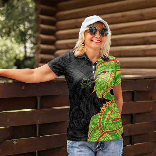 Penrith Panthers Women Polo Shirt Polynesian Tribal Tattoo Pacific Sport Art