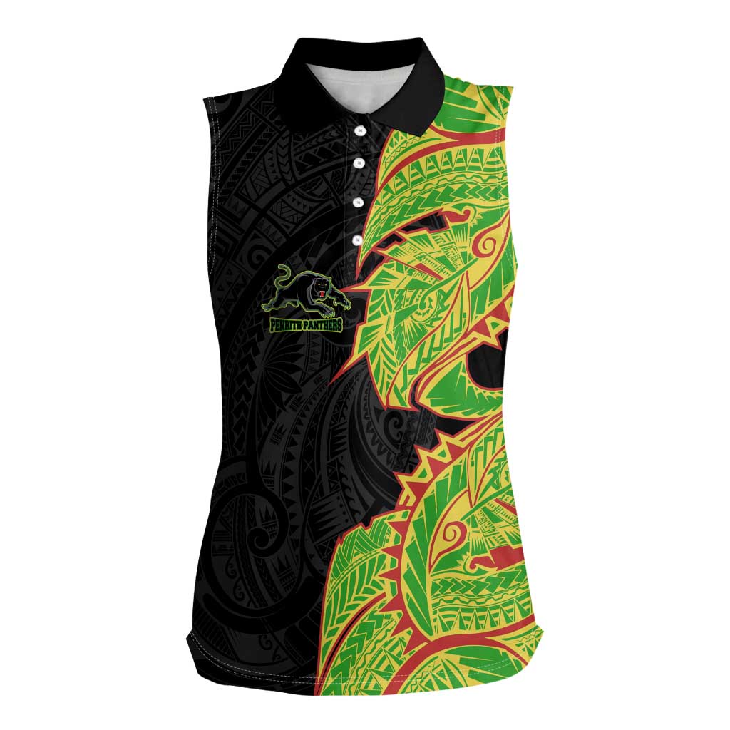 Penrith Panthers Women Sleeveless Polo Shirt Polynesian Tribal Tattoo Pacific Sport Art