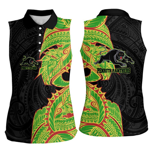 Penrith Panthers Women Sleeveless Polo Shirt Polynesian Tribal Tattoo Pacific Sport Art