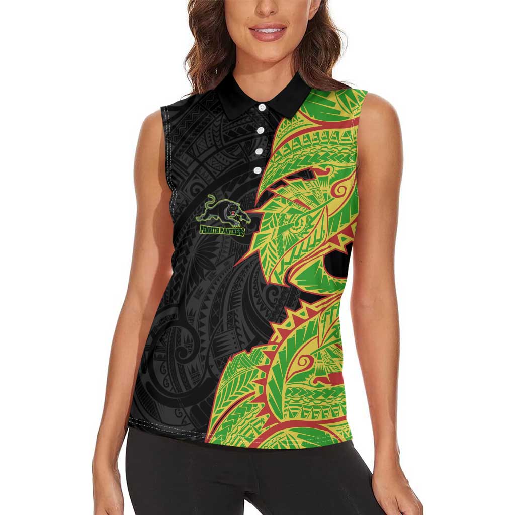 Penrith Panthers Women Sleeveless Polo Shirt Polynesian Tribal Tattoo Pacific Sport Art