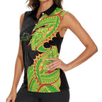 Penrith Panthers Women Sleeveless Polo Shirt Polynesian Tribal Tattoo Pacific Sport Art