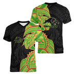 Penrith Panthers Women V-Neck T-Shirt Polynesian Tribal Tattoo Pacific Sport Art